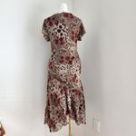 Dress Barn Vintage Brown Red Floral Bias Cut Silk Midi Dress Asymmetrical L Photo 7