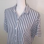Madewell  blue Striped Button-Up Shirt short sleeve slit Photo 1