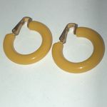 Vintage Japan Goldenrod Yellow Classic Hoop Clip On Earrings Photo 2