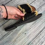 Chelsea and Violet Black Raffia Fringe Slide Sandals Boho 8.5 Photo 1