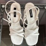White Strappy Platform Ankle Strap High Block Heel Sandals Size 6 Photo 2