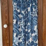 Beach Break Blue & White Floral Wide Leg Pull On Swim Coverup Pants Photo 0