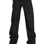 NEW Cargo Pants High Waisted Wide Leg Y2K Streetwear M Black Size M Photo 0