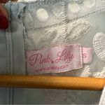 Pink Lily  Maxi Dress Lace Grey Off White‎ Boho Sheer Short Sleeve Deep V-Neck S Photo 7