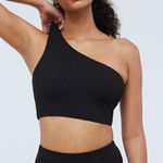Madewell NWOT  Women's Black Ribbed One-Shoulder Longline Bikini Top Size S Photo 0