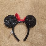 Disney  Black Sequin Ears with Red Sparkle Bow Photo 2