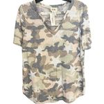 Bibi women's M Camouflage and stars cut out v neck t shirt NWT Size M Photo 0