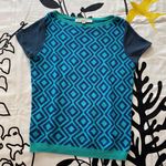 Loft Blue Diamond Patterned Top Photo 0