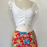 EXPRESS Vintage 80’s Red Hawaiian Floral Mini Skirt Photo 0