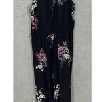 Loft women jumpsuit womens small black floral sleeveless wide leg stretch waist Photo 8