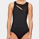 Gaiam  x Jessica Biel Melrose Mesh Trimmed Bodysuit Black Size S New Photo 0