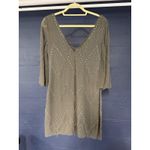 Alice + Olivia  Dress Womens Small Gray Beaded Silk Mini V Neck Fringe Party Photo 8