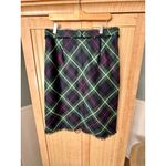 J CREW Vintage Tartan Plaid Wool Skirt Navy Green Fringe Hem Womens Sz 12 XMAS Photo 3