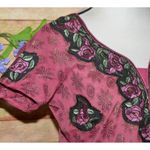 None Indian Ladies Purple Dress Size L Short Sleeve Embroidered Floral Night Shirt Photo 3