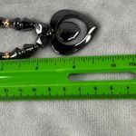 Black Hematite Beaded Necklace Heart Pendant Orange Silver Tone Accents Photo 9