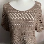Chico's Chico’s • Taupe Brown Open Knit Woven Short Sleeve Pullover Photo 2