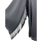 Haute society Black Sheer Pullover High Low Crochet Tassled Sleeves Top XL Photo 1