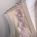 Awake  Couture beige boho rose flowers lace asymmetrical open cardigan Photo 3