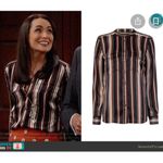 Veronica Beard  Cove Silk Striped Buttondown Shirt Photo 1