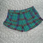 Free People shorts women’s size 4 Green Isla Plaid Madras Cuffed chino belt loop Photo 3
