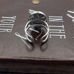 Vintage Coral Floral Cabochon Ring | Silver Stainless Steel Adjustable Photo 2