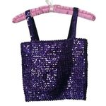Vintage Small Partique Disco All over Sequin Purple Tank Top Party Club ILGQU Photo 0