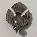 Art Deco Coro Script Silver Flying Bird Brooch Rhinestones Vintage Jewelry Photo 2