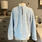 Sherpa Pullover Baby Blue Zip Neck Womens Small Pockets Photo 1