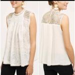 Anthropologie Tiny Pizzo Lace Sequins Sleeveless Blouse Ivory Gold Size M Women Photo 7