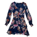 Nicholas Navy Blue Floral Pin Tuck Silk Mini Dress | U.S. Woman’s Size 2 Photo 1