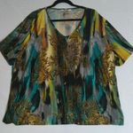 Nygard Womens 3X Gold Colorful Slinky Blouse Top Artsy Career Boho Retro‎ Funky Size undefined Photo 0