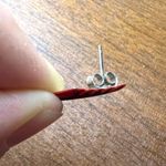 Boutique Vintage Womens Retro Shield Shape Stud Earrings 70s 80s Metal Red Black Photo 4