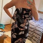 Black and Floral Strapless Cocktail Dress Size M Photo 0