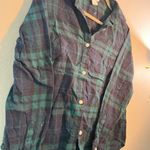 Old Navy  Green and Blue Long Sleeve Button Down Shirt Plaid SZ M Collared Y2K Photo 1
