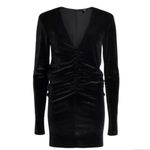 All Saints Anya Velvet V-Neck Mini Dress - Black Photo 2