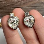 Swavorski Lot Of 2 Swarovski Crystal Clear Gold Tone Stud Pierced Earrings (Swan Marked) Photo 2