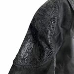 Liz Baker Black Tooled Leather/Suede Long Coat Photo 6
