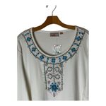 Quaker Factory Shirt Women 3X White Beaded‎ Embellished Neckline NWOT Boho Plus Size undefined Photo 2