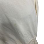 Vintage 90s Hand Painted T Shirt Dress M Cream Crochet Knit Fringe Pockets Size M Photo 6