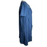 Go Softly Patio Blue Embroidered Denim Dress Small Zip Front Short Sleeves Photo 4