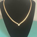 Park Lane  Vintage Solitaire Faceted Faux Diamond Gold Chain Necklace Photo 7