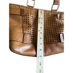 Michael Kors Leather Satchel Tote Bag Woven Details Buckle Accents Brown Photo 8