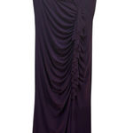 XScape Style 5574x Plum Off Shoulders Scuba Maxi Dress Ruffle Draped Ruched Photo 0