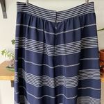 Vintage 40s 50s Navy White Striped High Waisted Pleated Wide Leg Cropped Pants Blue Size 26 Photo 6