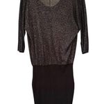 EXPRESS Y2K Shimmer Draped Neck Blouson Dress with fitted Skirt, Sz M Photo 3