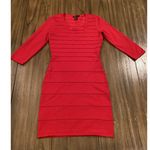 Mango  MNG Bandage Bodycon red mini cocktail club party Dress 3/4 sleeve Small Photo 1