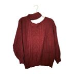 Cupshe  Medium Burgundy Cable Knit Cutout One Shoulder Sweater NWT Photo 3