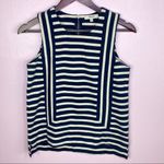 Madewell Frameset Ponte Striped Zipper Back Sleeveless Top Navy Cream Size XS Photo 8
