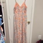 Lulus Exceptional Sweetness Peach Floral Chiffon Pleated Maxi Dress Size XL Photo 4