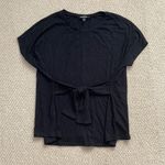 EXPRESS Ribbed Black Wrap Tie Top Blouse Short Sleeve Shirt Work Attire Size XS Photo 0